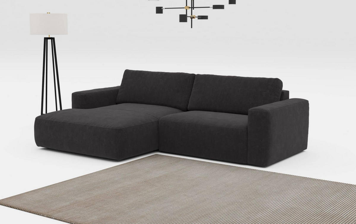 ECKSOFA mit losen Rückenkissen, wasserabweisender All Senses Stoff - Schwarz, Holz/Kunststoff (288/175cm) - Cotta