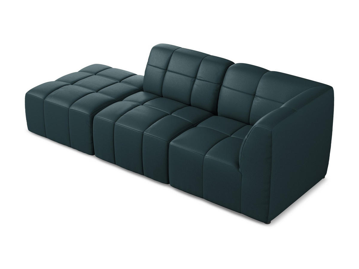 ECKSOFA Links Kunstleder Blau - Petrol/Schwarz, Holzwerkstoff/Kunststoff (240/90cm) - Makamii