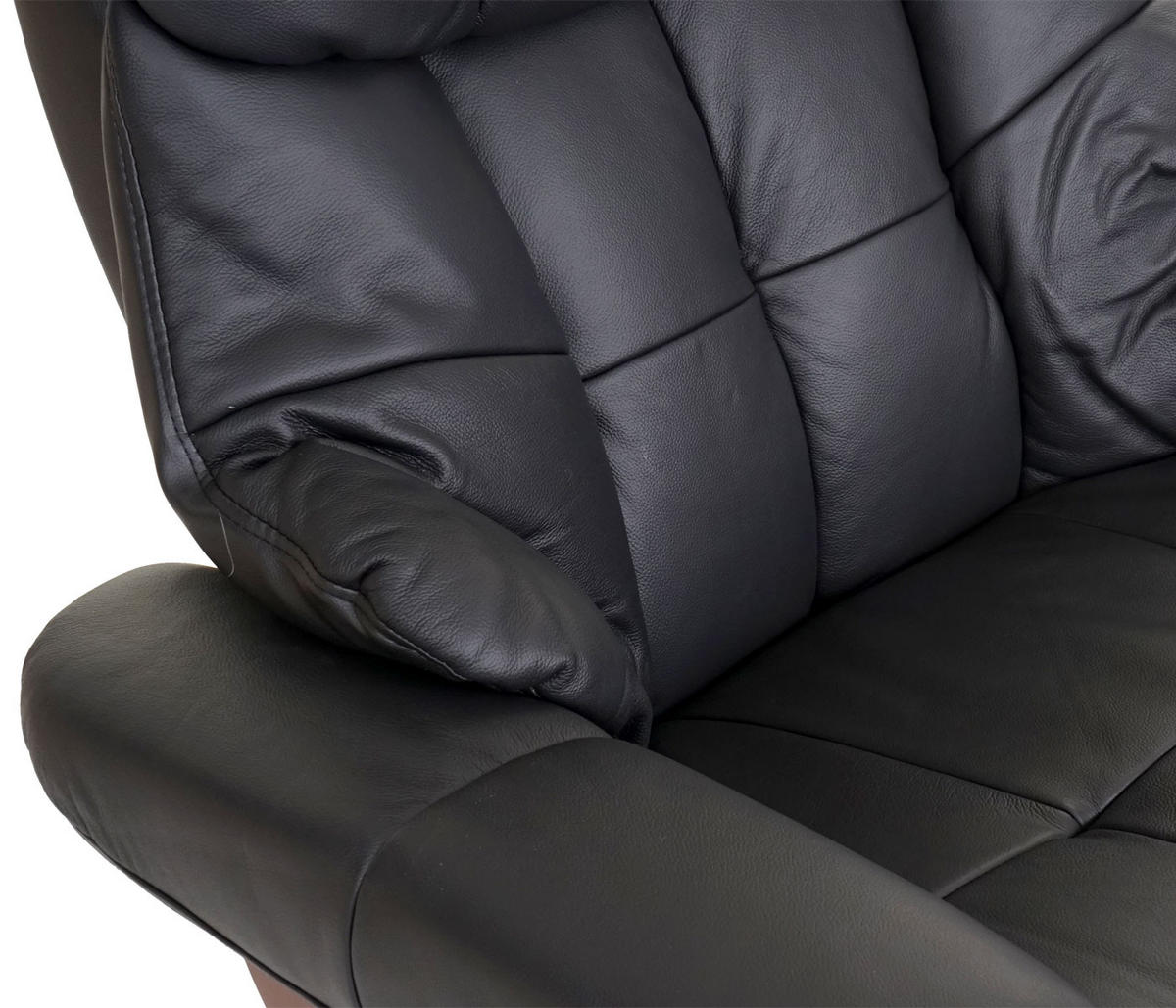 RELAXSESSEL XXL MIT HOCKER Schwarz - Schwarz, Leder (97/112/88cm) - MCA
