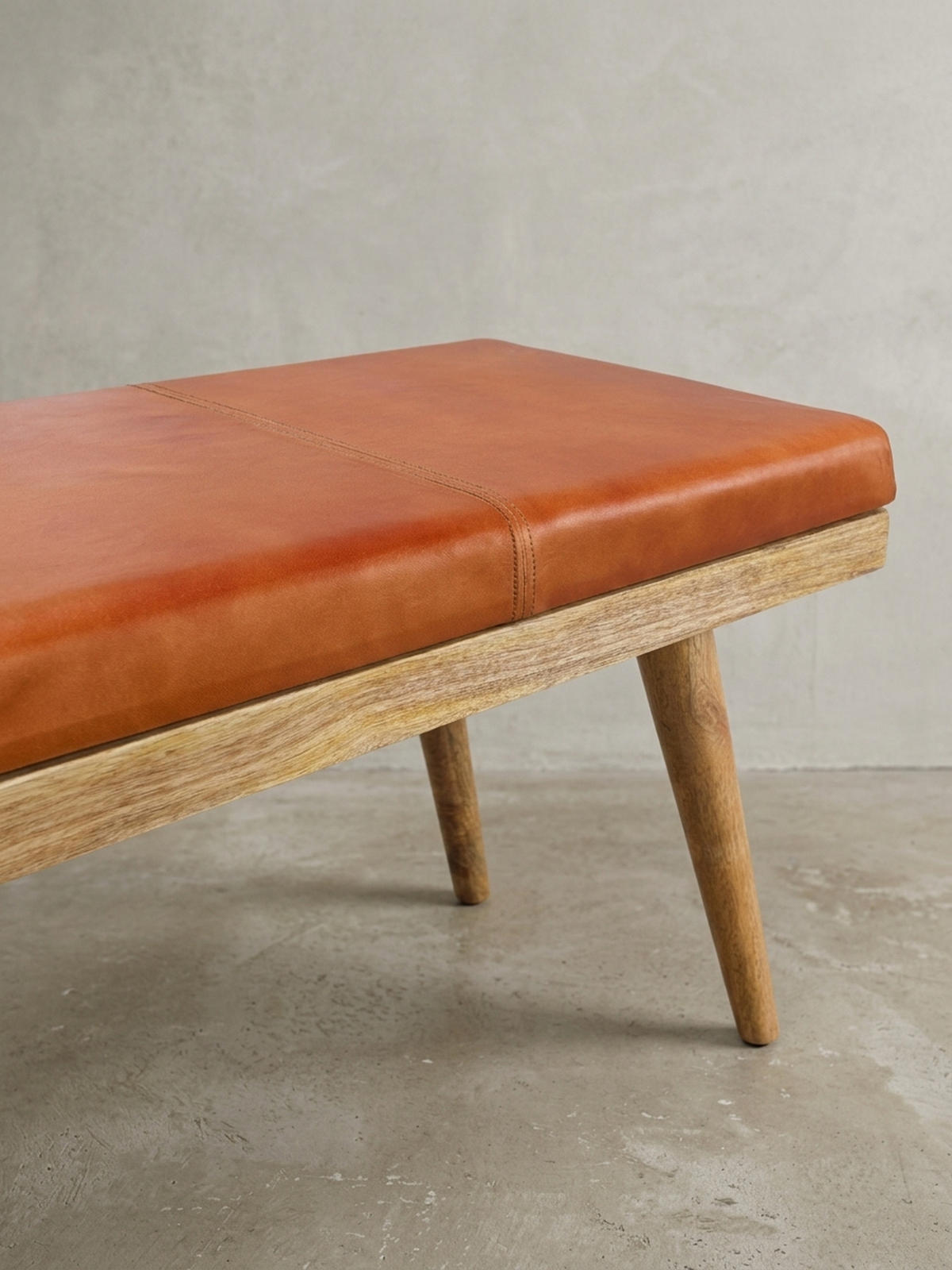 SITZBANK Retro Stil Stauraum Ziegenleder Bezug, Braun 100x38x52 cm - Braun, Leder/Holz (100/52/38cm) - KADIMA DESIGN