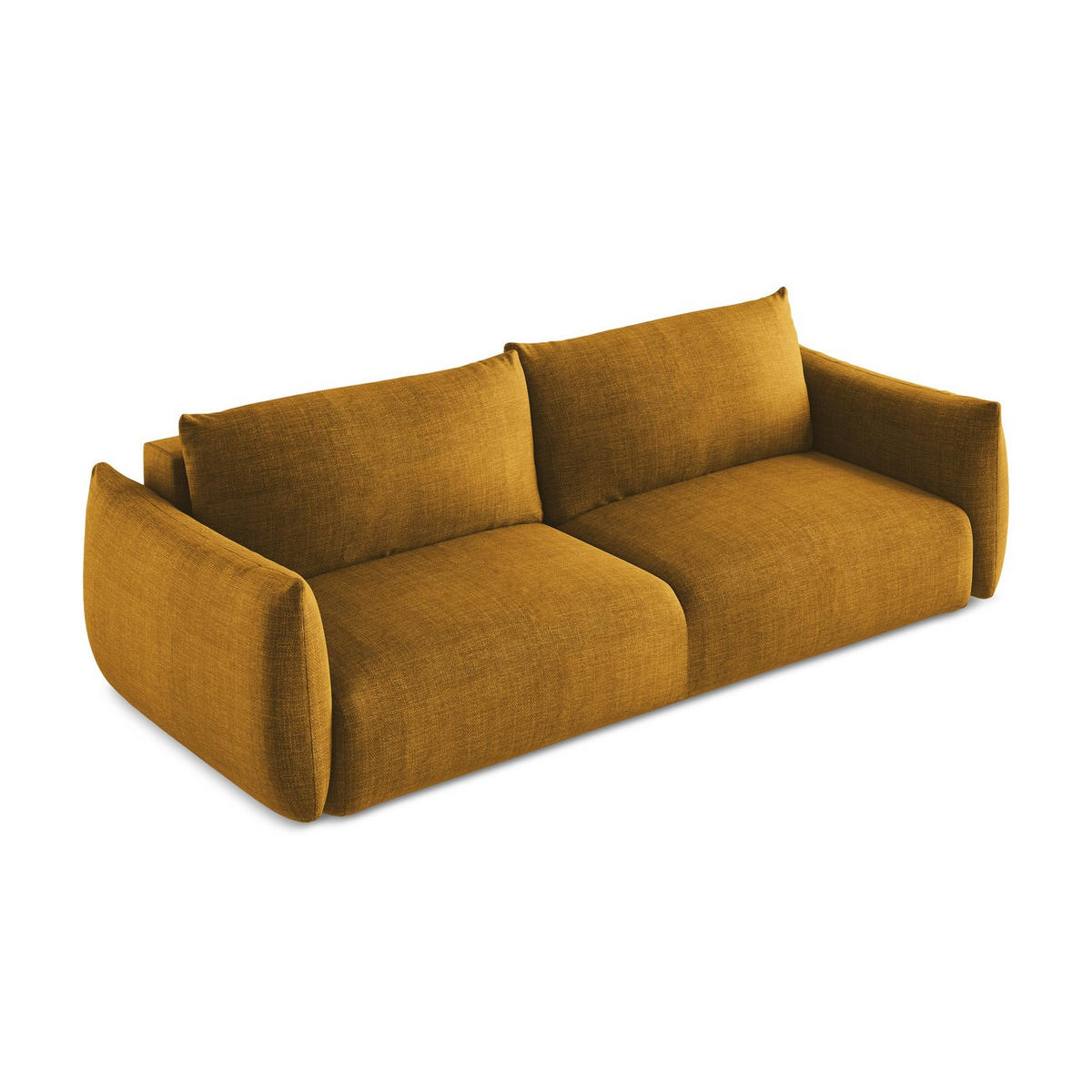 3-SITZER SOFA mit Schlaffunktion Strukturstoff Gelb - Currygelb/Schwarz, Holzwerkstoff/Kunststoff (230/90/105cm) - LaMiaSofa