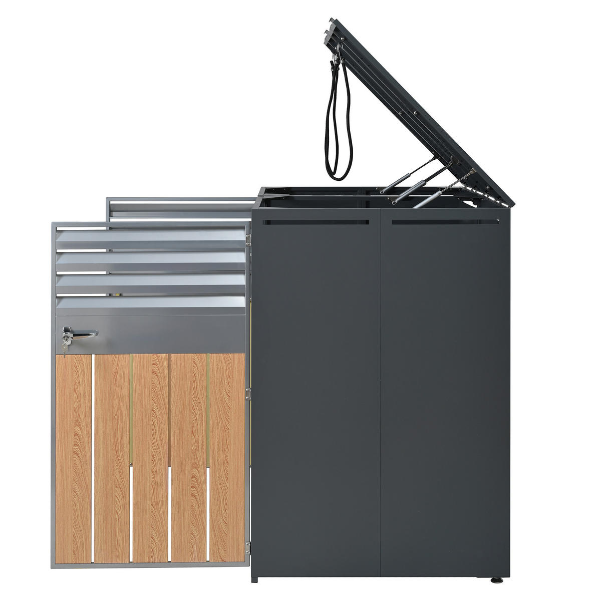 MÜLLTONNENBOX 2 Türen abschließbar Klappdeckel Lüftung - Multicolor, Metall (80/118.5/132cm) - FLIEKS