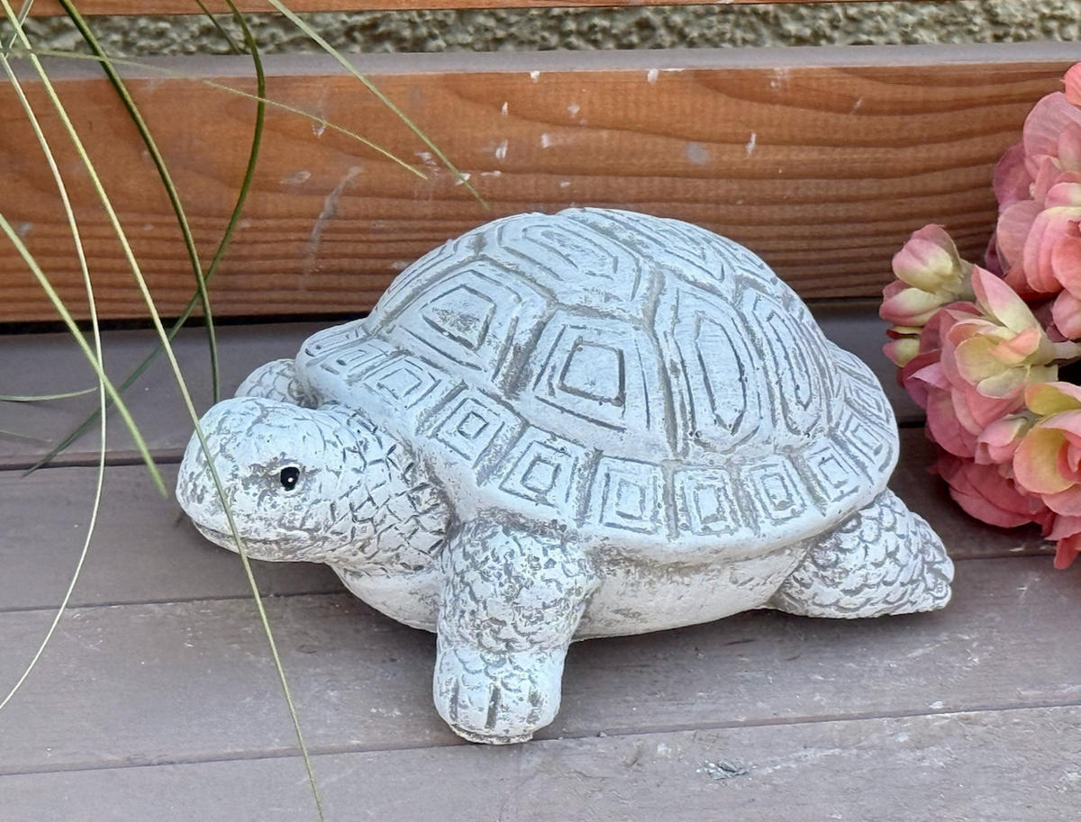 STEINFIGUR Schildkröte aus Steinguss frostfest wetterfest - Grau, Stein (12/8/19cm) - stoneandstyle