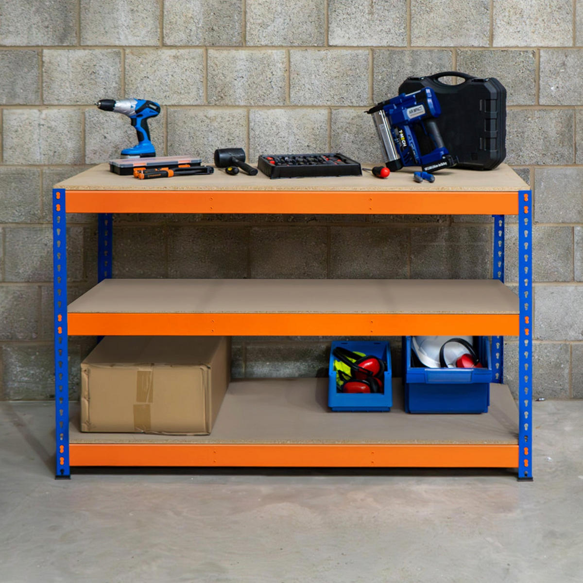 WERKBANK S-Rax Zusätzlicher Regalboden – 180cm x 60cm - Orange, Holzwerkstoff (180/8.5/60cm)