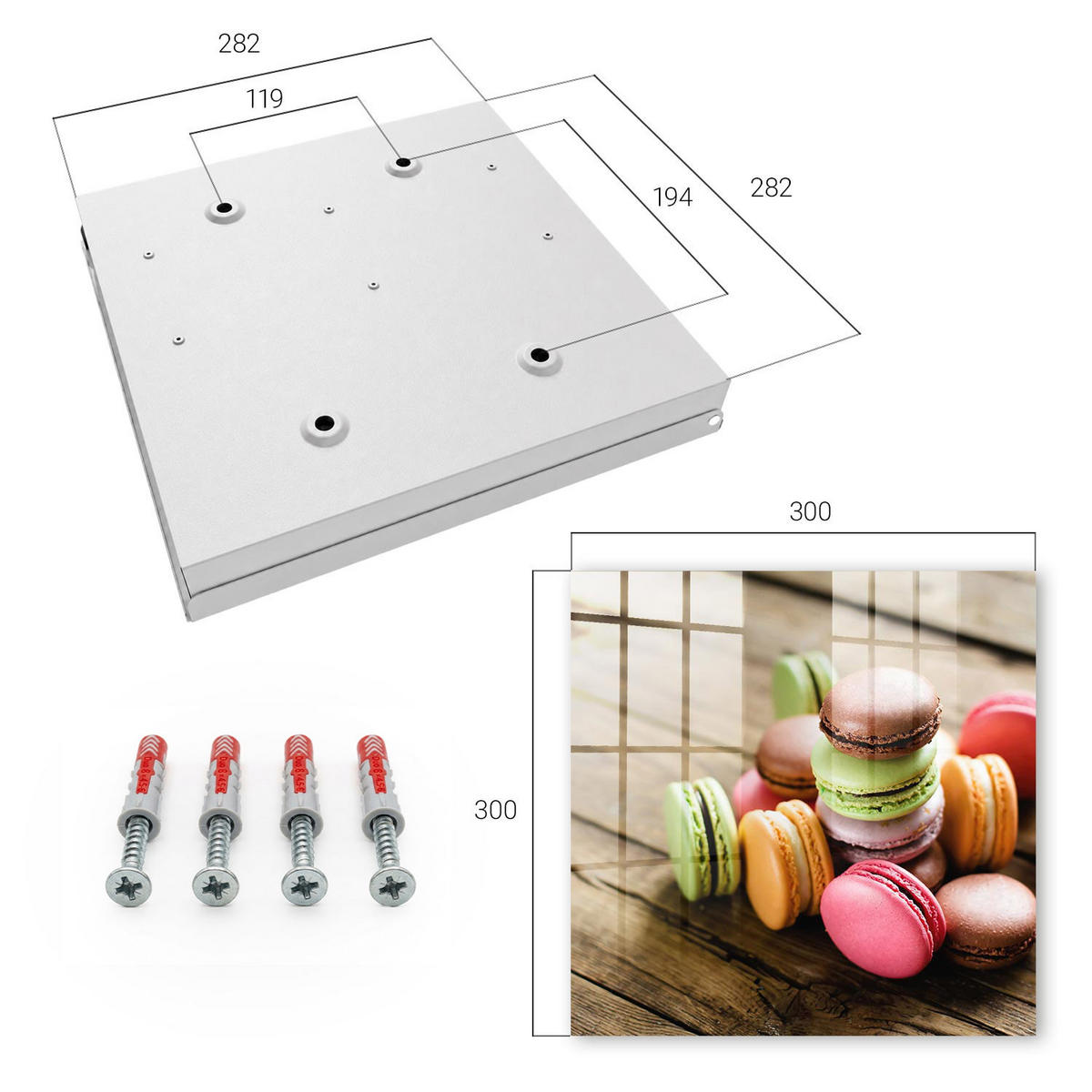 SCHLÜSSELBOX Weiß 30x30 cm – Türöffnung nach rechts - Bunte Süßigkeiten - Pink, Metall (30/30/5cm) - TULUP