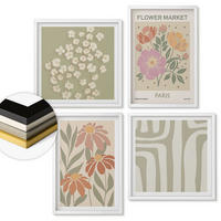 WANDBILDER 4er-Set - 50x50 cm & 40x60 cm Weißer Rahmen - Botanische Motive, Pariser Minimalismus - Weiß, Kunststoff (50/50cm) - ArtPrintCave