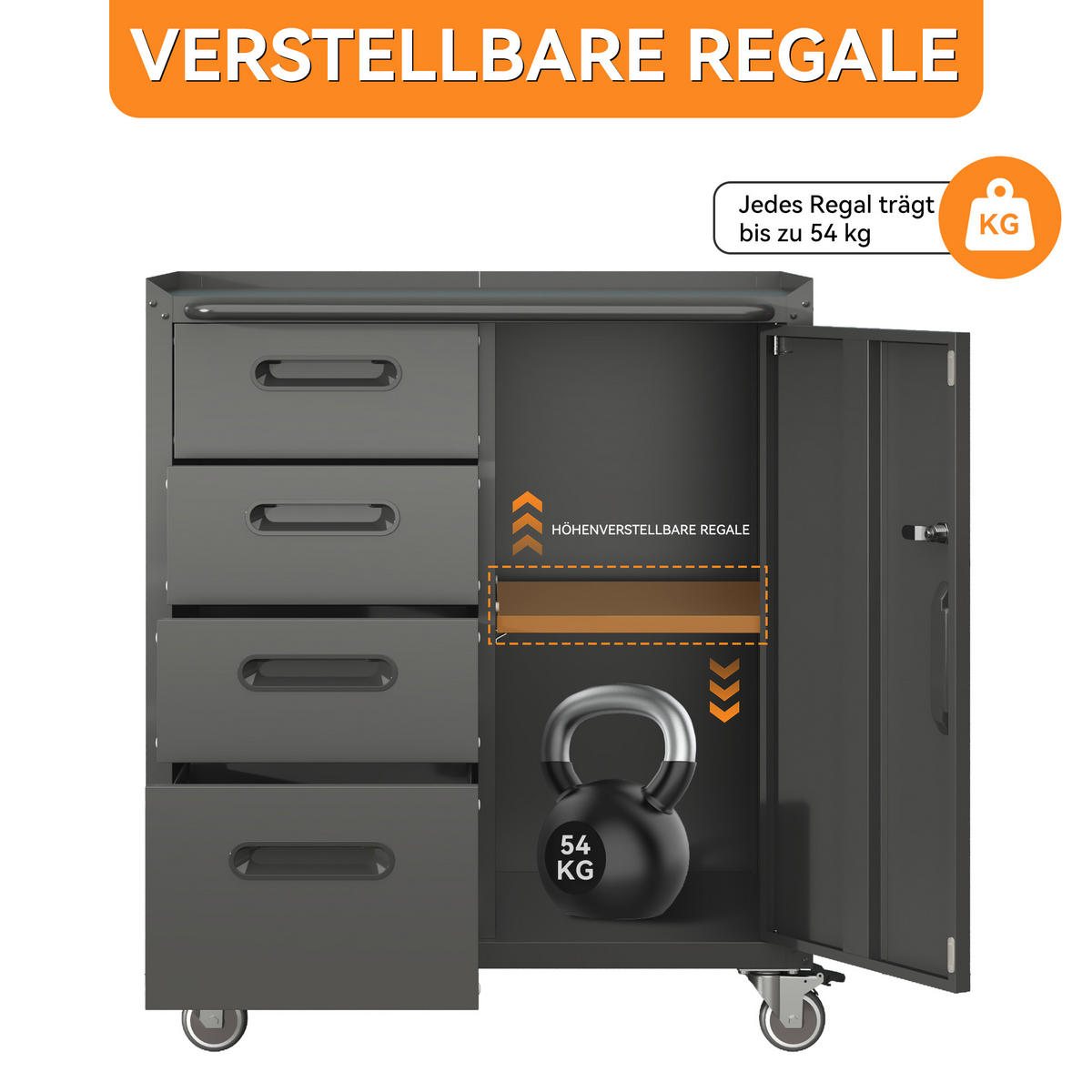 KOMBINATIONSKOFFER – 75 × 42 × 88 cm, schwarz/grau - Multicolor, Metall (42/88.01/75.01cm) - DCA