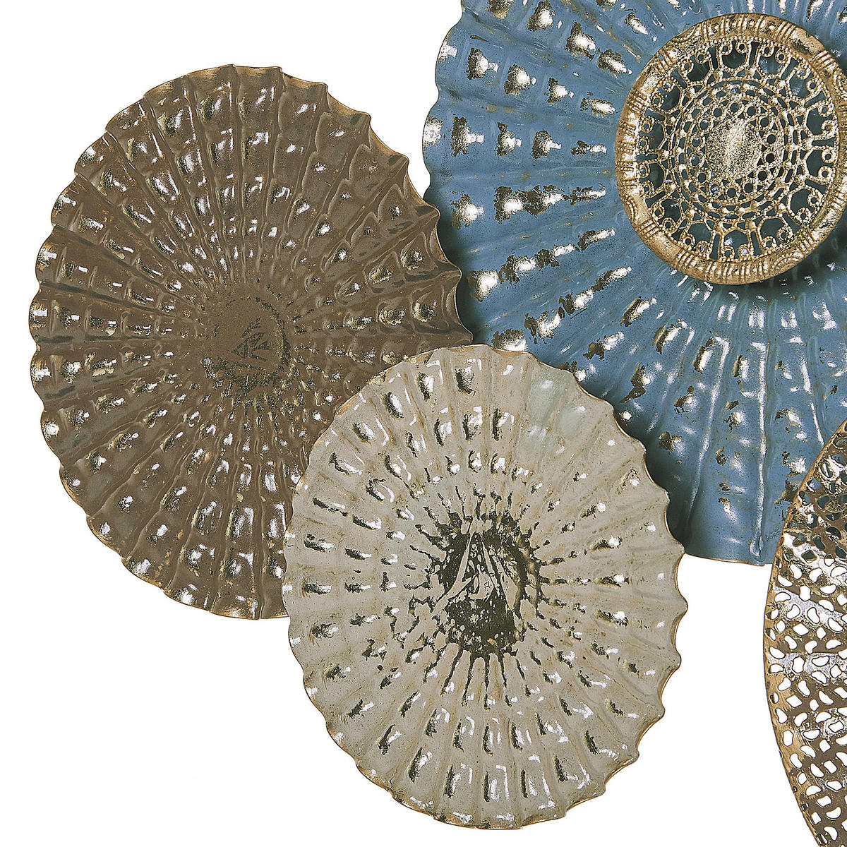 WANDDEKORATION Metall blau/beige Hassium - Blau, Metall (90/48/6cm) - Beliani