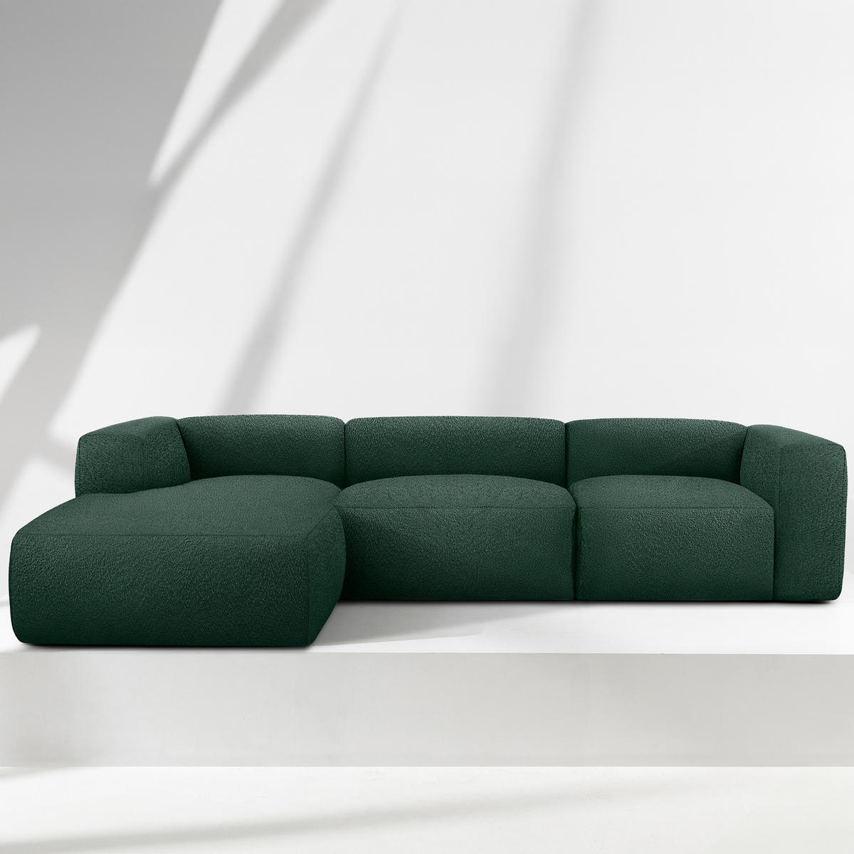 ECKSOFA LINKS BUFFO, Dunkelgrün - Dunkelgrün, Holz/Holzwerkstoff (285/176cm) - KONSIMO®