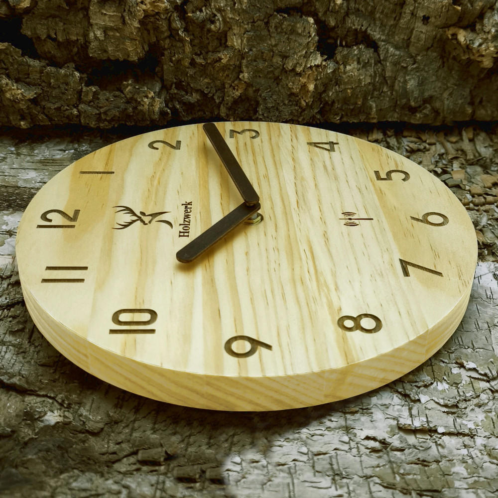 WANDUHR Holz Designer WEILBURG (FUNK) Loft Wand Uhr, beige - Beige/Braun, Holz (25/25/2.2cm) - Holzwerk