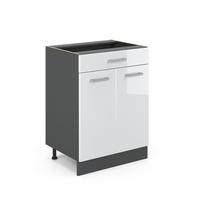 KÜCHENUNTERSCHRANK R-Line Weiß Hochglanz 60 cm mit Schublade, ohne Arbeitsplatte - Weiß Hochglanz/Anthrazit, Holzwerkstoff (60/81.6/46cm) - Vicco