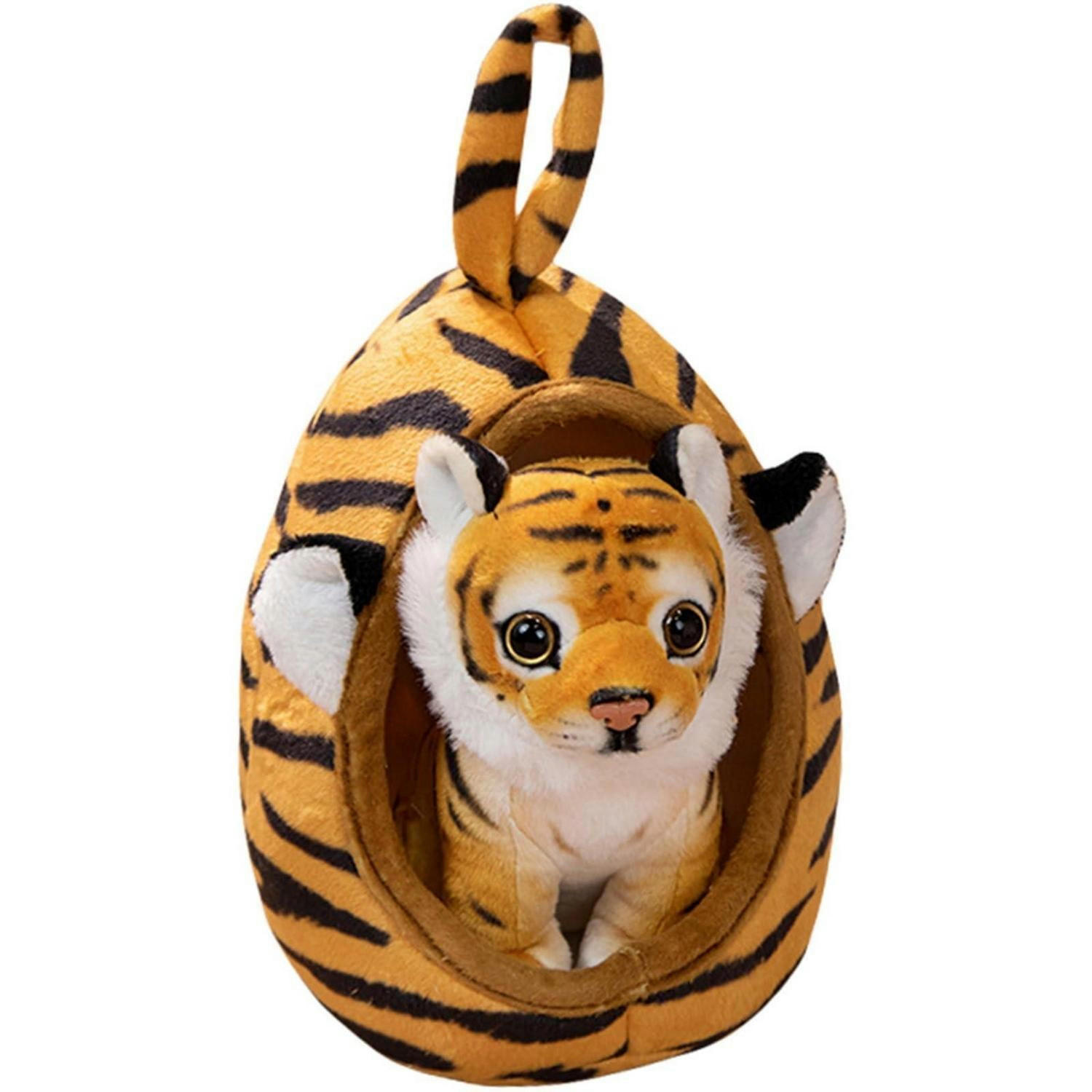 KUSCHELTIER Tiger mit Haustierkorb - Braun, Textil (14/17cm)
