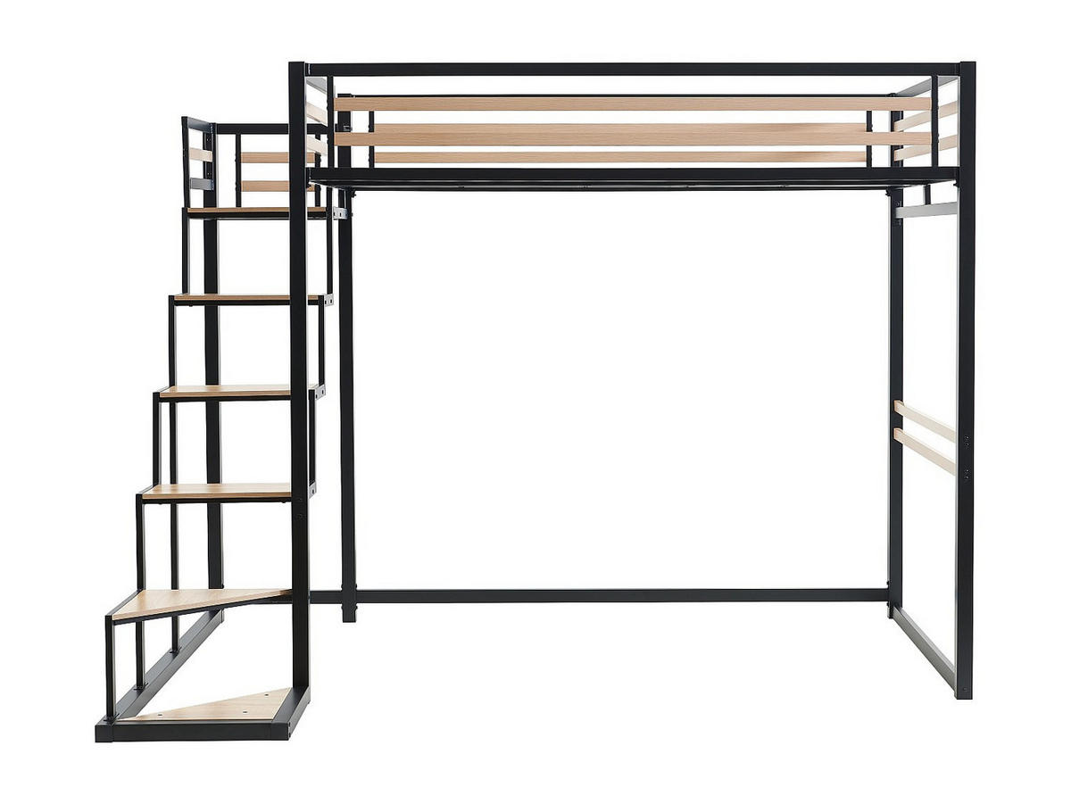 HOCHBETT - 140 x 200 cm - Metall & MDF - Naturfarben & Schwarz - JOGUI - Schwarz, Metall - Vente-Unique