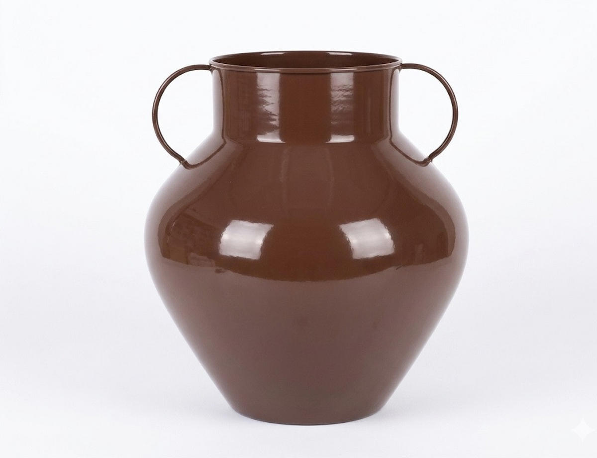 VÁZA, kov, čokoládová, 18,5x31x34 cm - hnědá, kov (34cm) - Mondex