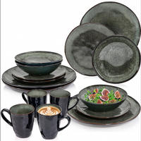 SÄNGER Steingut Geschirrset Kopenhagen, Kombiservice 16 teilig für 4 Personen - Grün, Stein (50/30/80cm) - Sänger