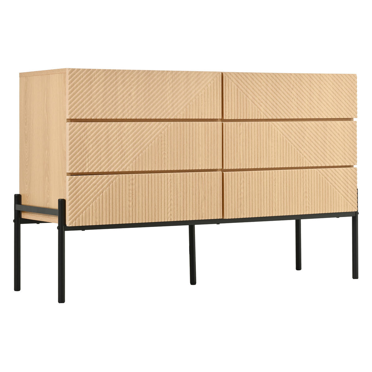 SIDEBOARD natur 3D struktur 6 schubladen 115cm - Naturfarben, Holzwerkstoff (115.5/75/38cm) - Urban Meuble