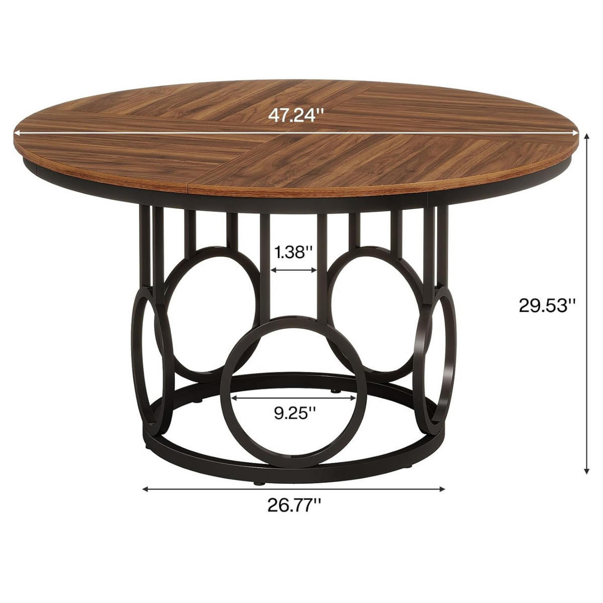 ESSTISCH rund Ø 120 cm Holzoptik Schwarz - Hellbraun/Schwarz, Holzwerkstoff/Metall (120/120/75cm) - Quality Elegance