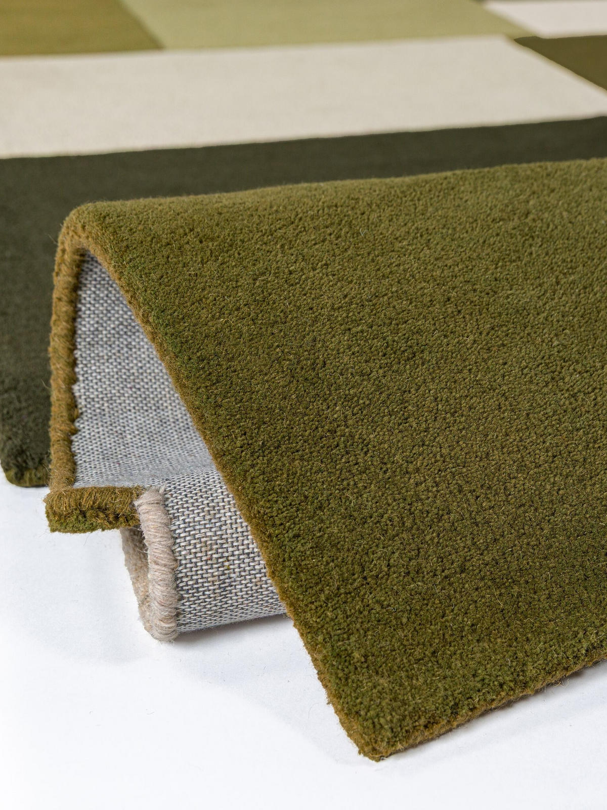 TEPPICHLÄUFER handgetuftet HALLEIN, Farbblöcke, Erdtöne-Grün, 60 x 230 cm - Grün, Textil (60/230cm) - KADIMA DESIGN