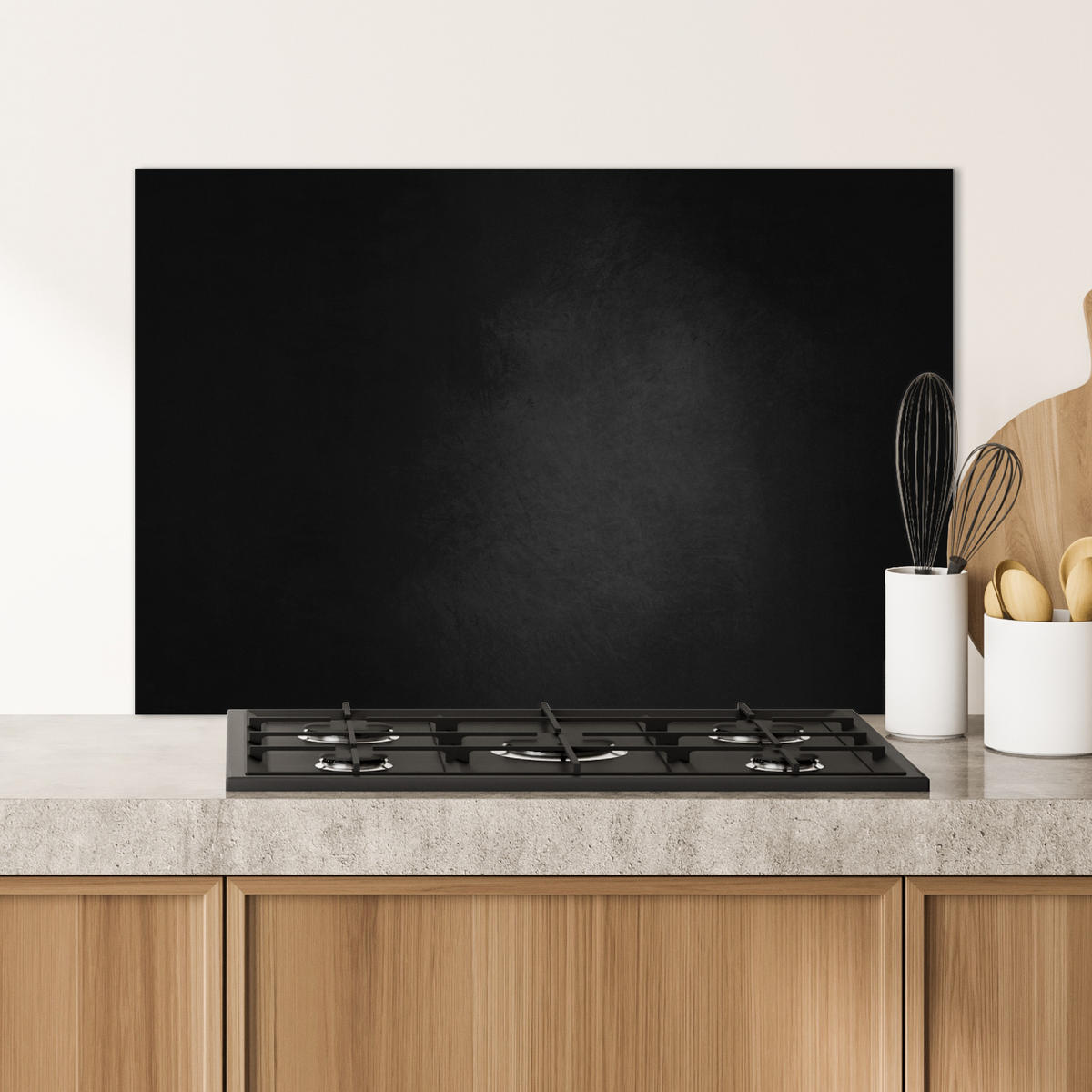 SPRITZSCHUTZ KÜCHE Beton - Schwarz - Grau - Strukturiert - Industriell 80x55 cm - Graphitfarben, Metall (80/0.3/55cm) - MuchoWow