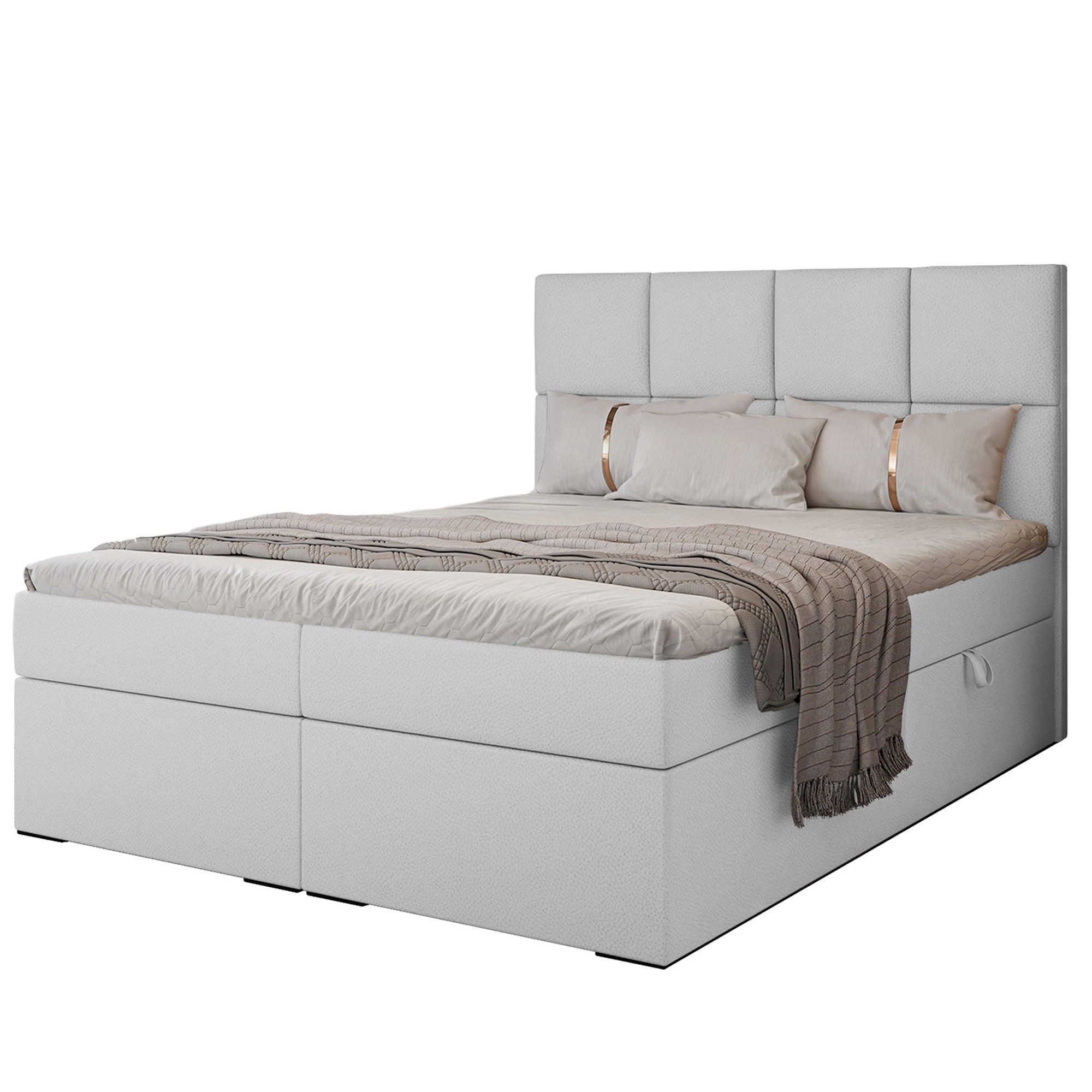 BOXBETT MAGNUS 160/200 cm mit Matratze und Topper, Weiß - Weiß, Textil (160/200cm) - Idohome