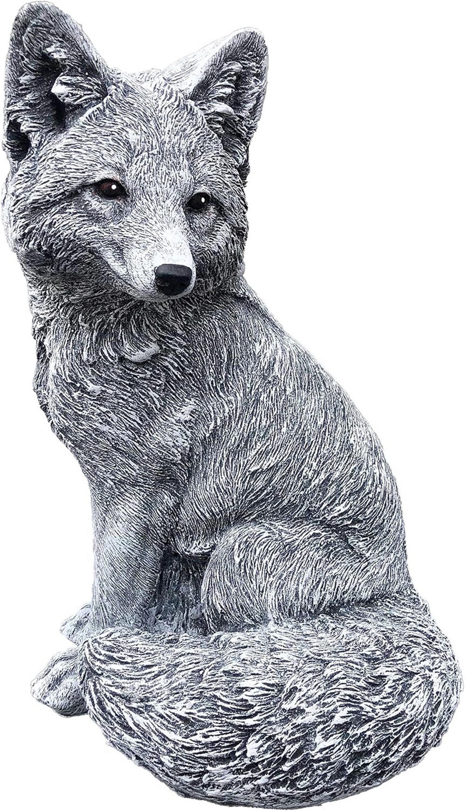 STEINFIGUR Fuchs, frostfest, massiver Steinguss - Grau, Stein (20/30/23cm) - stoneandstyle
