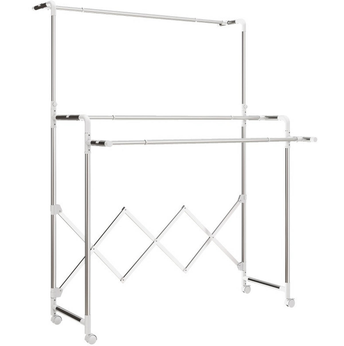 WÄSCHESTÄNDER faltbar mit 3 ausziehbaren Stangen Edelstahl Silver - Silberfarben, Metall (103/197/150cm) - Beauniv