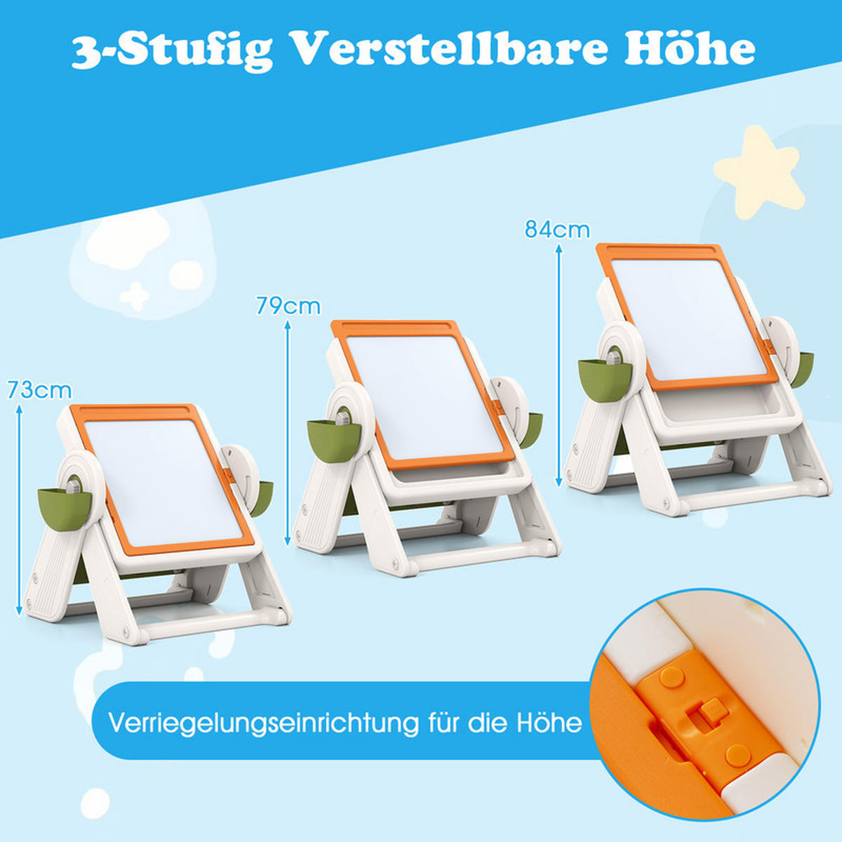 KINDERTISCH mit stuhl orange(2-tlg) - Orange, Kunststoff (82/58/67cm) - COSTWAY