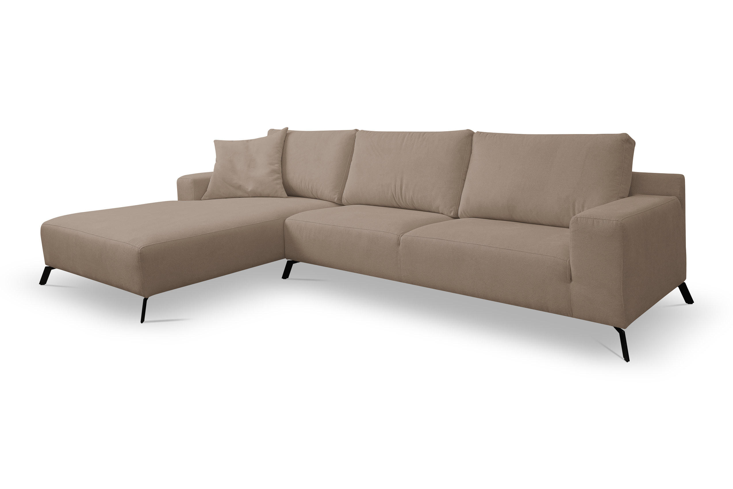 ECKSOFA Aspen in L-Form, Coach Farbe: Braun, Velourstoff, Ottomane Links - Braun, Textil (187/312cm) - VENASI MÖBEL
