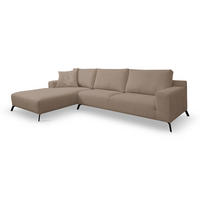 ECKSOFA Aspen in L-Form, Coach Farbe: Braun, Velourstoff, Ottomane Links - Braun, Textil (187/312cm) - VENASI MÖBEL
