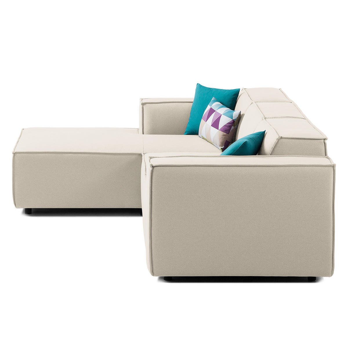 ECKSOFA mit Longchair - Schwarz/Weiß, Kunststoff/Textil (260/177cm) - home24