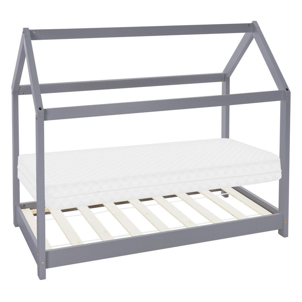 ML-DESIGN DĚTSKÁ POSTEL se střechou a matrací 80x160 cm světle šedá