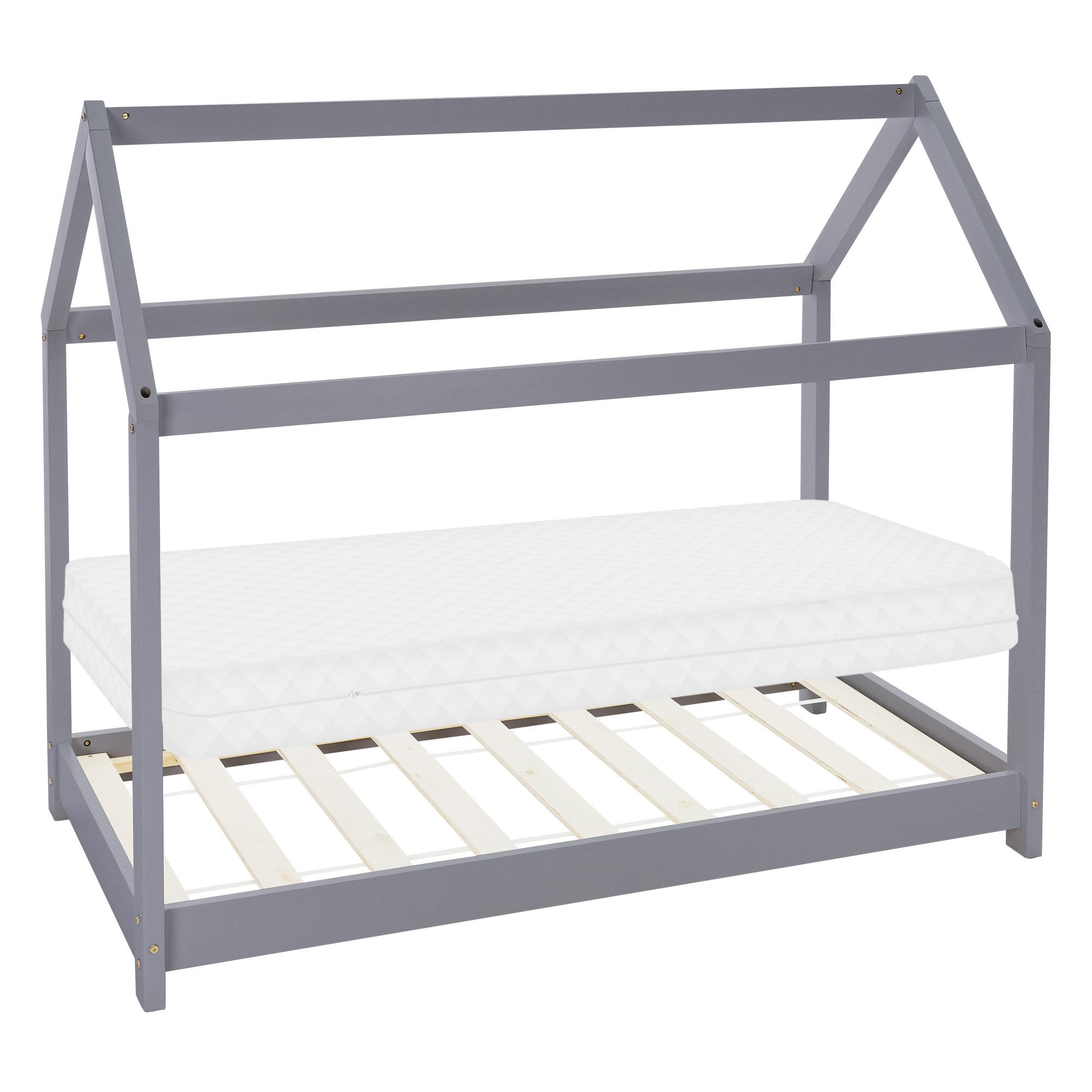 KINDERBETT mit Dach und Matratze 80x160 cm Hellgrau - Hellgrau, Holz (80/160cm) - ML-DESIGN
