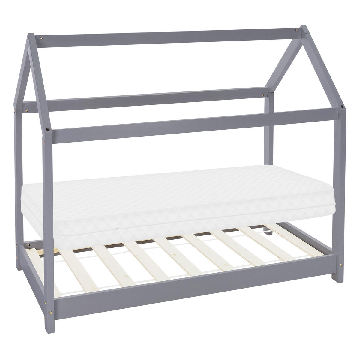 KINDERBETT mit Dach und Matratze 80x160 cm Hellgrau - Hellgrau, Holz (80/160cm) - ML-DESIGN