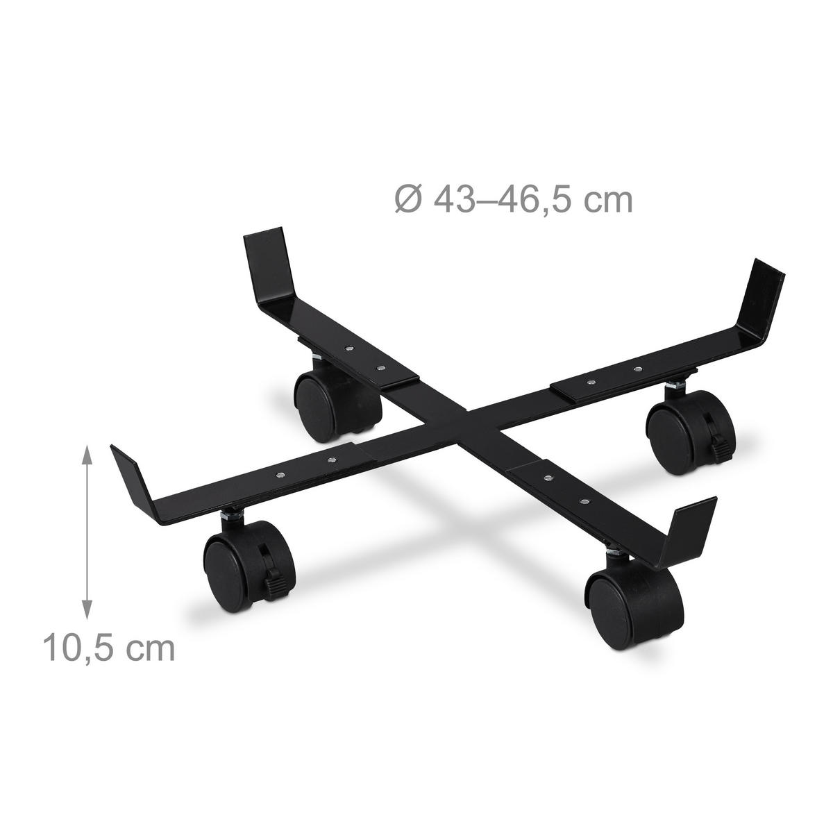 2XPFLANZENROLLER - Schwarz, Kunststoff/Metall (46.5/10.5/46.5cm) - Relaxdays