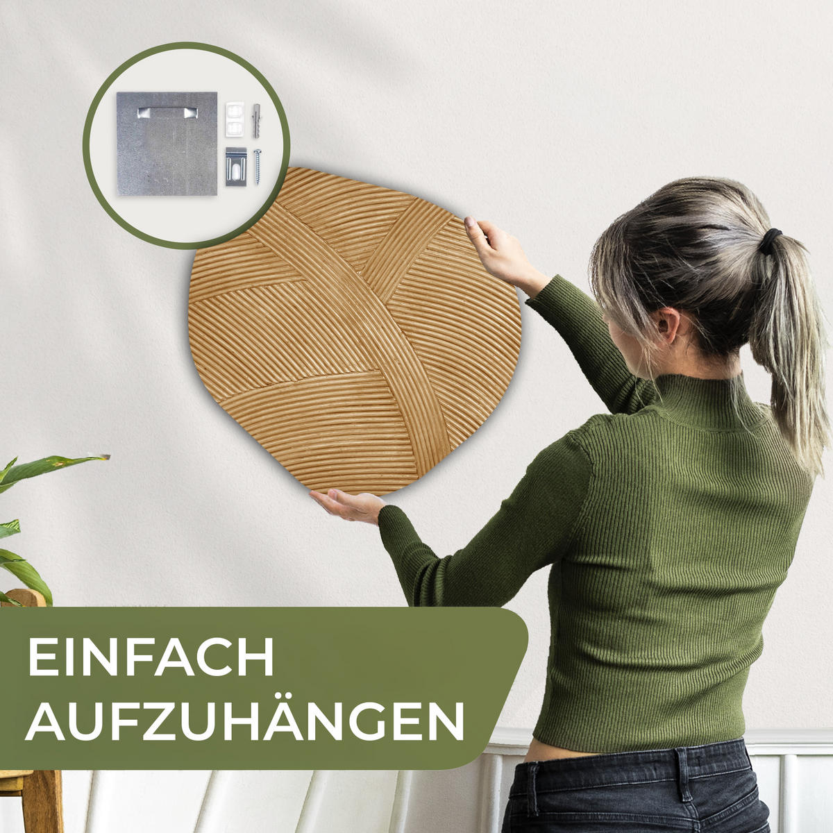 WANDBILD Struktur - Natur - Kunst - Rattan 40x40 cm - Naturfarben, Kunststoff (40/40cm) - MuchoWow