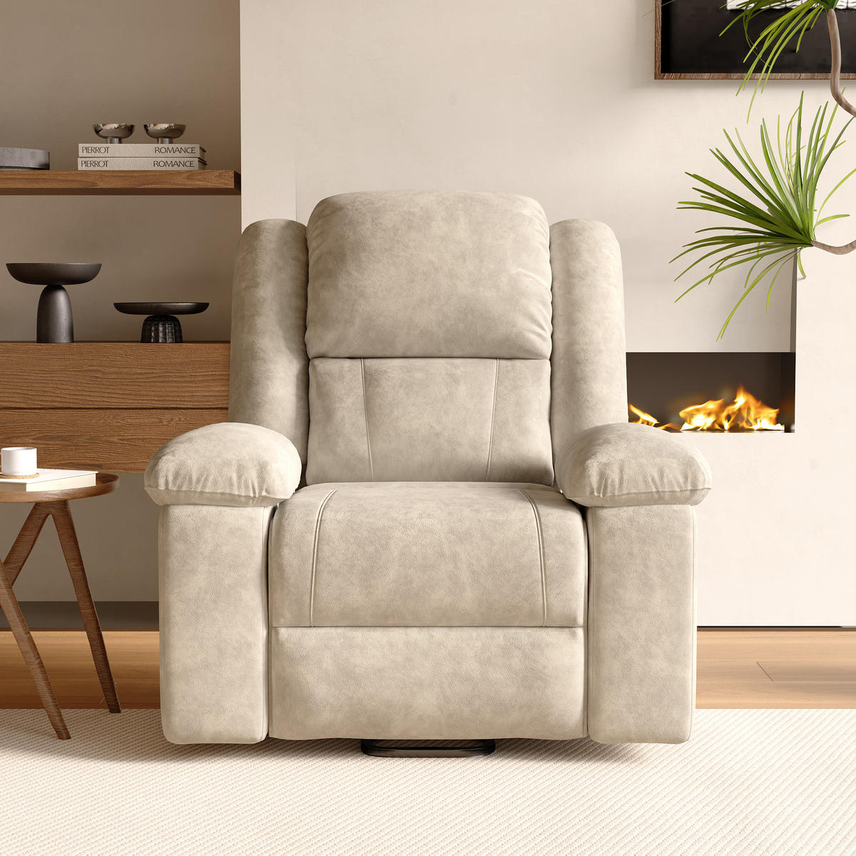 MASSAGESESSEL mit Relaxfunktion, 8 Massagepunkten & 2 Wärmepunkten, Stehhilfe, Fleece-Stoff in Braun - Braun, Textil (93/106/102cm) - BRILVERDE