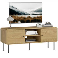 TV-LOWBOARD Eichefarben/Schwarz 120/40/50 cm, 2 Türen, Metallfüße - Eichefarben, Holzwerkstoff (120/50/40cm) - PANGIVO
