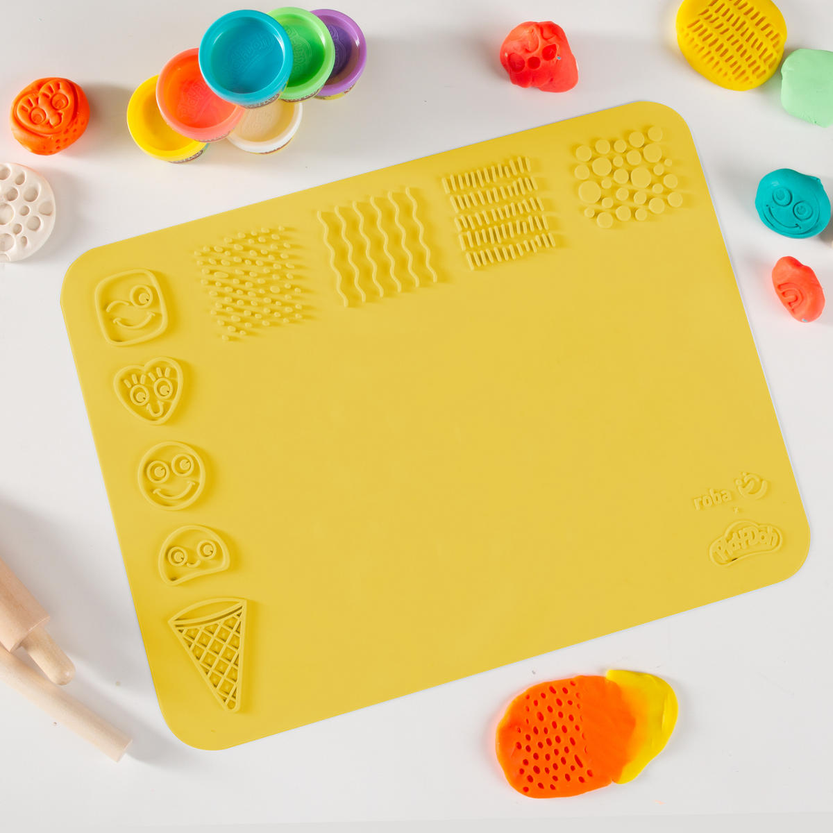 SPIELSET KNETE roba x Play-Doh Mittel - Grau, Holz/Kunststoff (30/40/1cm) - Roba