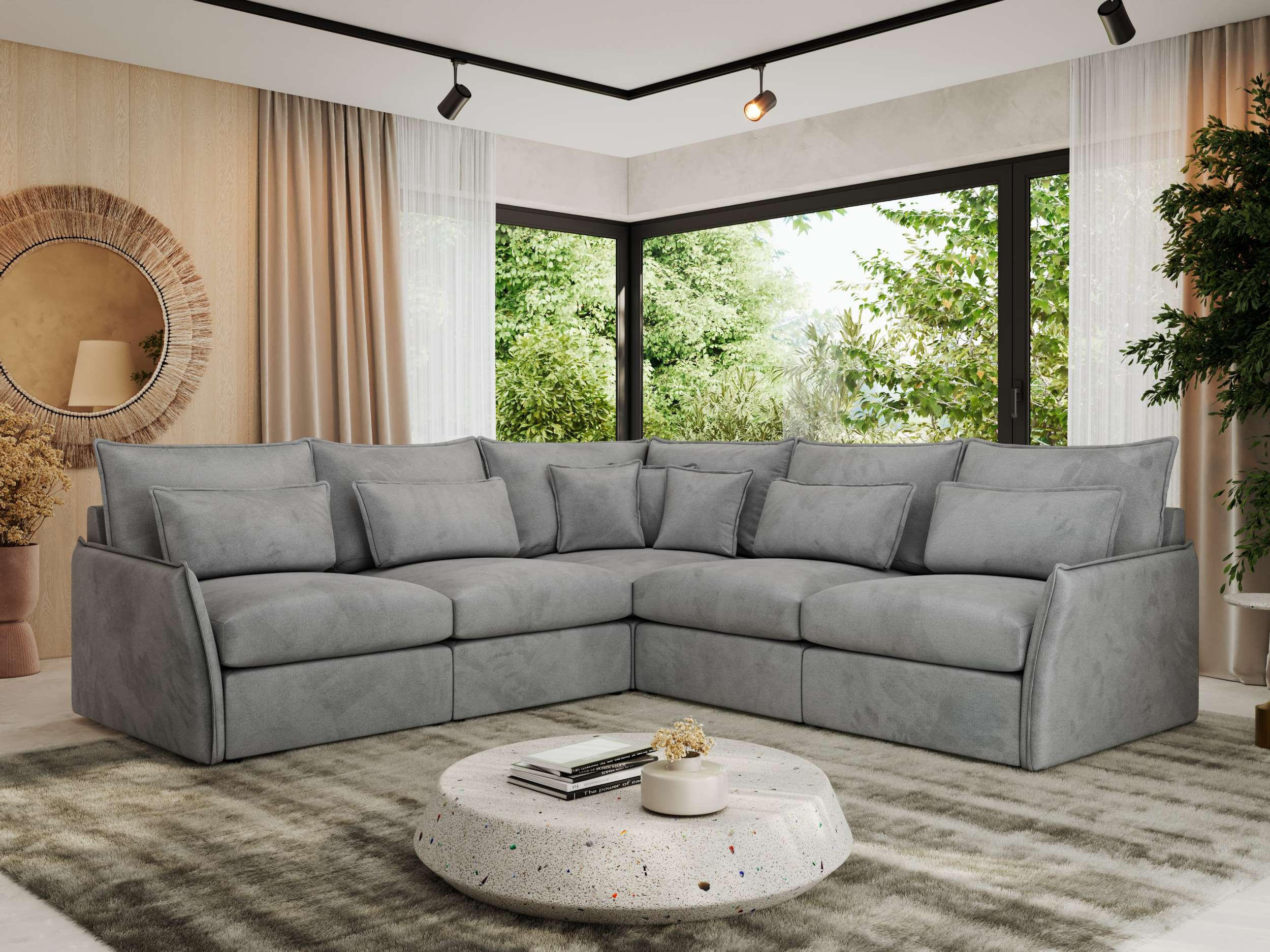 ECKSOFA VERSO L Hellgrau Velvet - Hellgrau/Schwarz, Kunststoff/Textil (270/270cm) - MKS