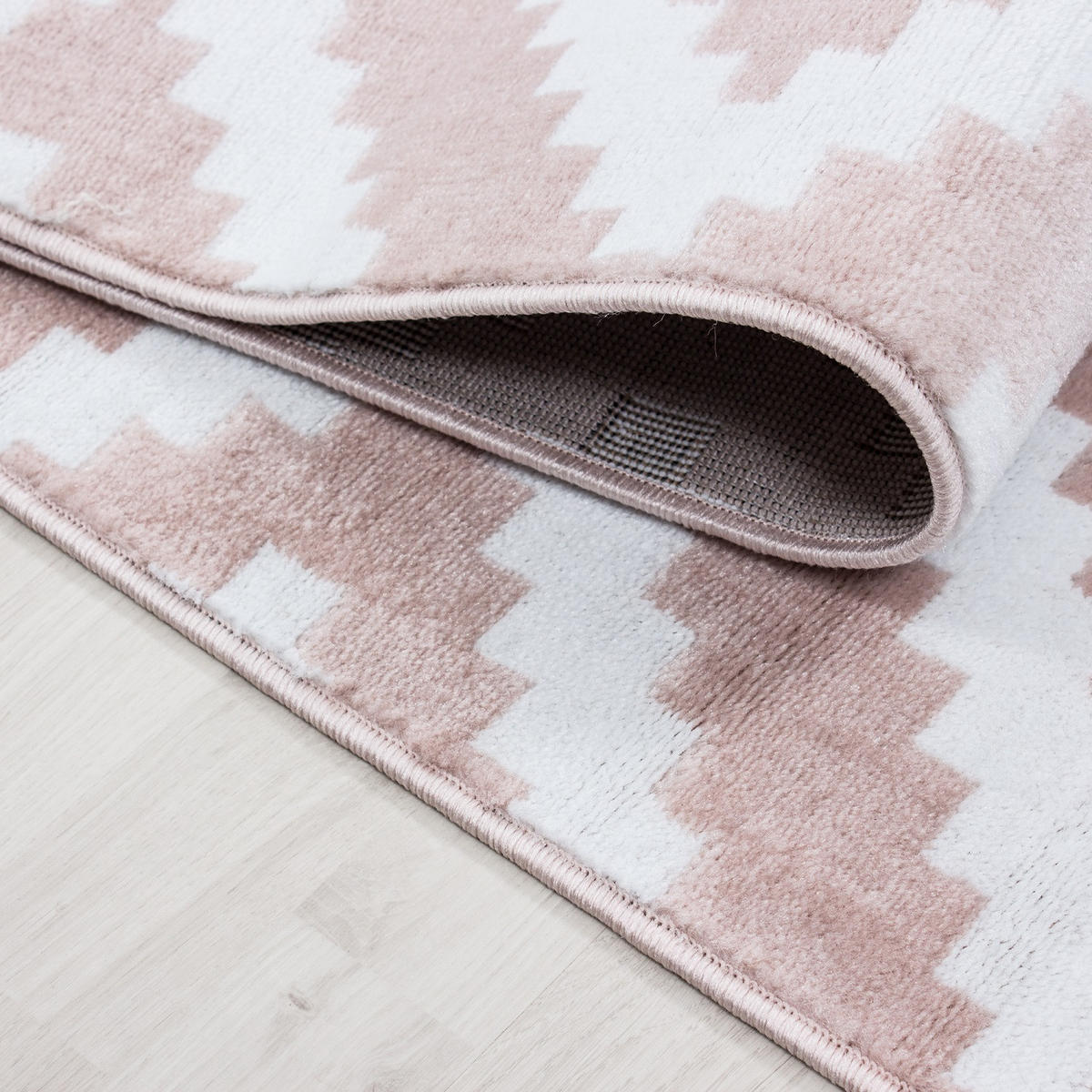 TEPPICH Wohnzimmer Geometrisch Pflegeleicht Waschbar OEKO-TEX Pink 280x370 cm Gekettelt Flur – INN - Rosa, Textil (280/370cm) - KADIMA DESIGN