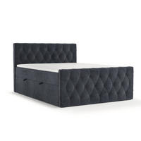 BOXBETT Signature Anthrazit 140/200 cm im Samtstoff - Anthrazit/Schwarz, Holz/Holzwerkstoff (140/200cm) - Maison de Reve