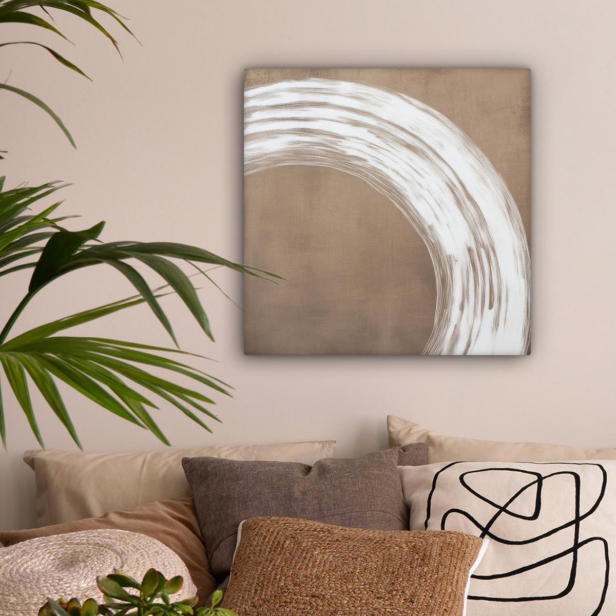 LEINWANDBILD Farbe - Braun - Japandi Wandbild Wohnzimmer 50x50 cm - Kupferfarben, Textil (50/50cm) - MuchoWow