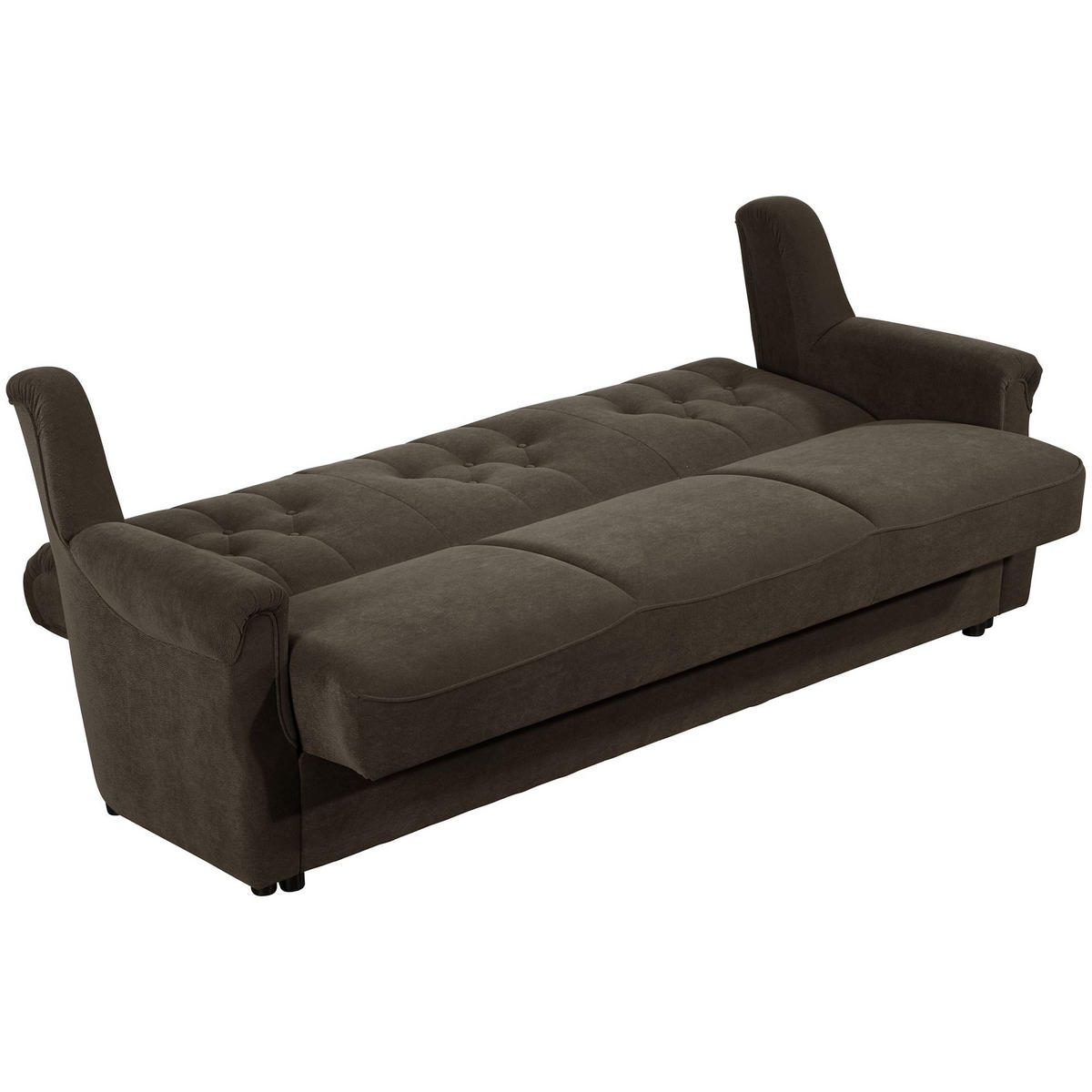 SOFA 3-Sitzer mit Bettfunktion Kaylyn Flockstoff braun - Braun, Kunststoff (83/89/207cm) - 58aufmkessel