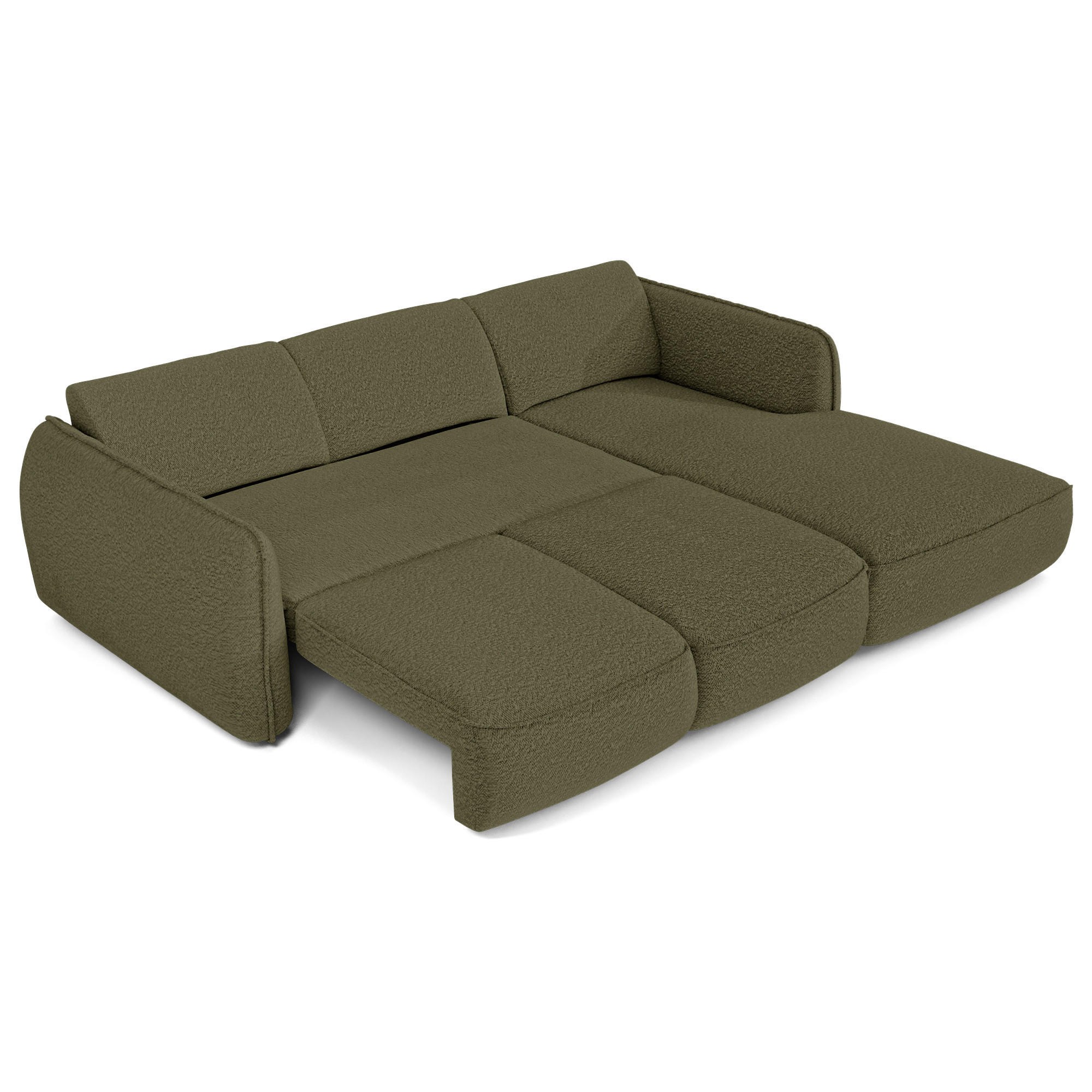 ECKSOFA RECHTS Bouclé-Stoff 274cm - Olivgrün, Textil (274/174cm) - Sia Home