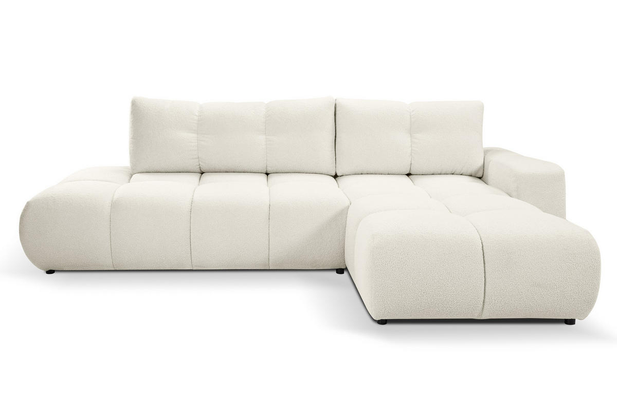 ECKSOFA L Form Hosio Cremeweiß 286/177/88 cm Rechts mit Schlaffunktion - Creme/Schwarz, Kunststoff/Textil (286/177cm) - AX Living