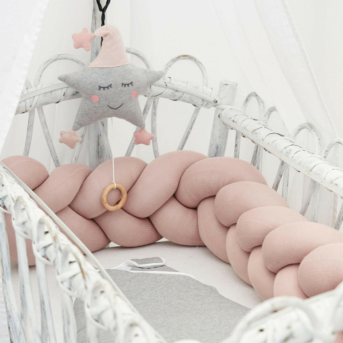 BETTSCHLANGE geflochten Rosa Strick - Rosa, Textil (17/200cm) - nordic coast company