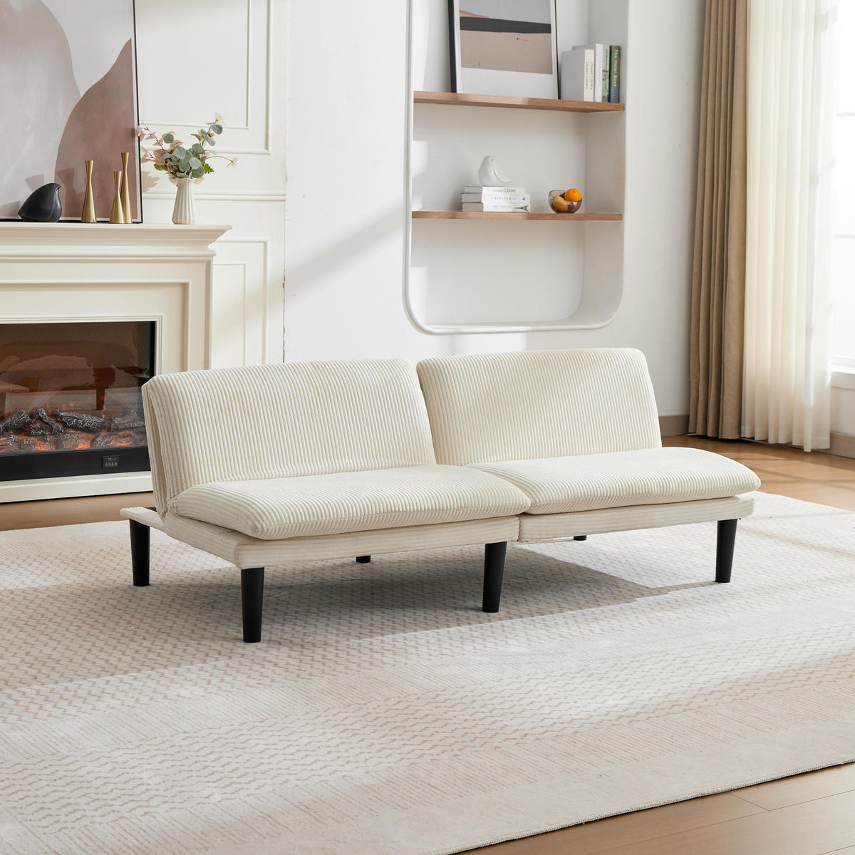 SCHLAFSOFA 167/43/67 cm in Beige Cord - Beige, Textil (86/67/168cm) - Oxeza