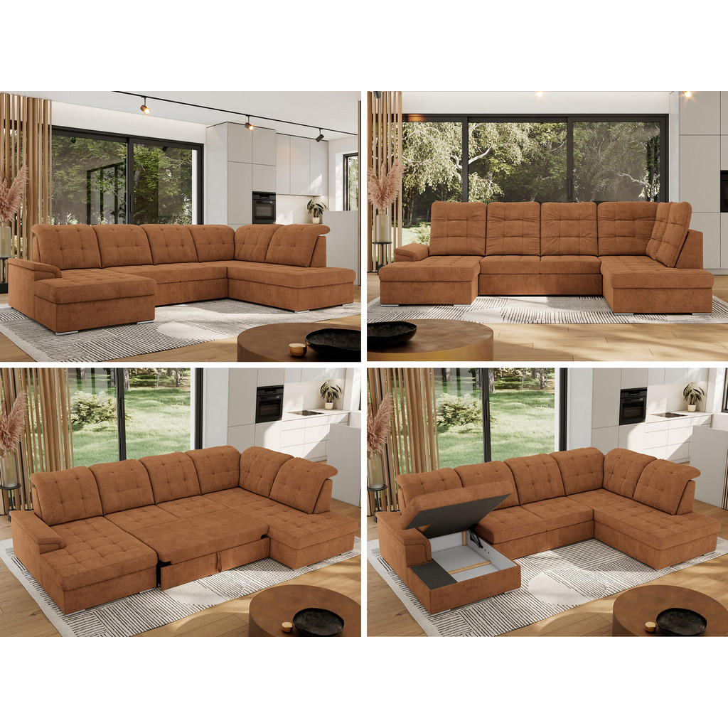 Thumbnail - MKS Wohnlandschaft, Orange, Textil, 6-Sitzer, U-Form, 323x89x204 cm, Oeko-Tex®, Wohnzimmer, Sofas & Couches, Wohnlandsch...