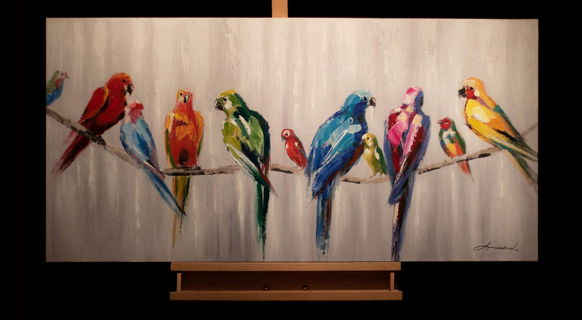 ACRYLBILD HANDGEMALT 120/60 cm - Multicolor/Weiß, Holz/Textil (120/60cm) - KUNSTLOFT