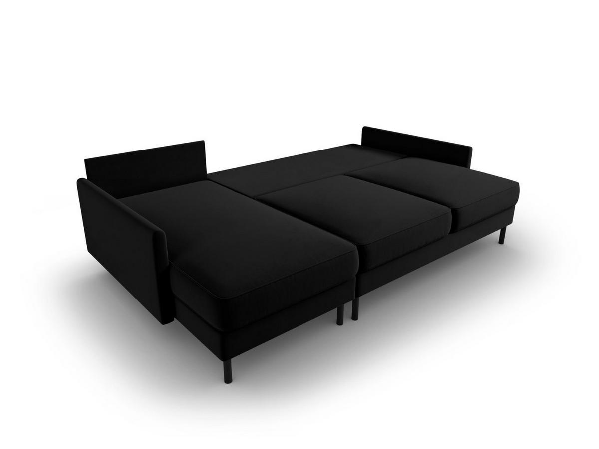 AUSKLAPPBARES-ECKSOFA links mit Container Scott aus Samt schwarz 5 Sitzplätze - Schwarz, Textil (142/212cm) - Micadoni